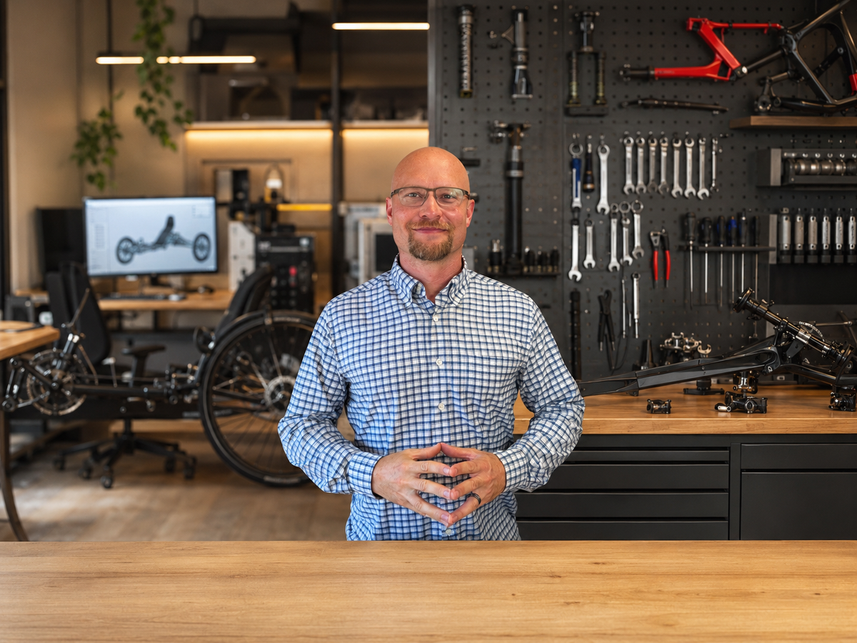Ryan Pickens in the Pickens Cycles workshop